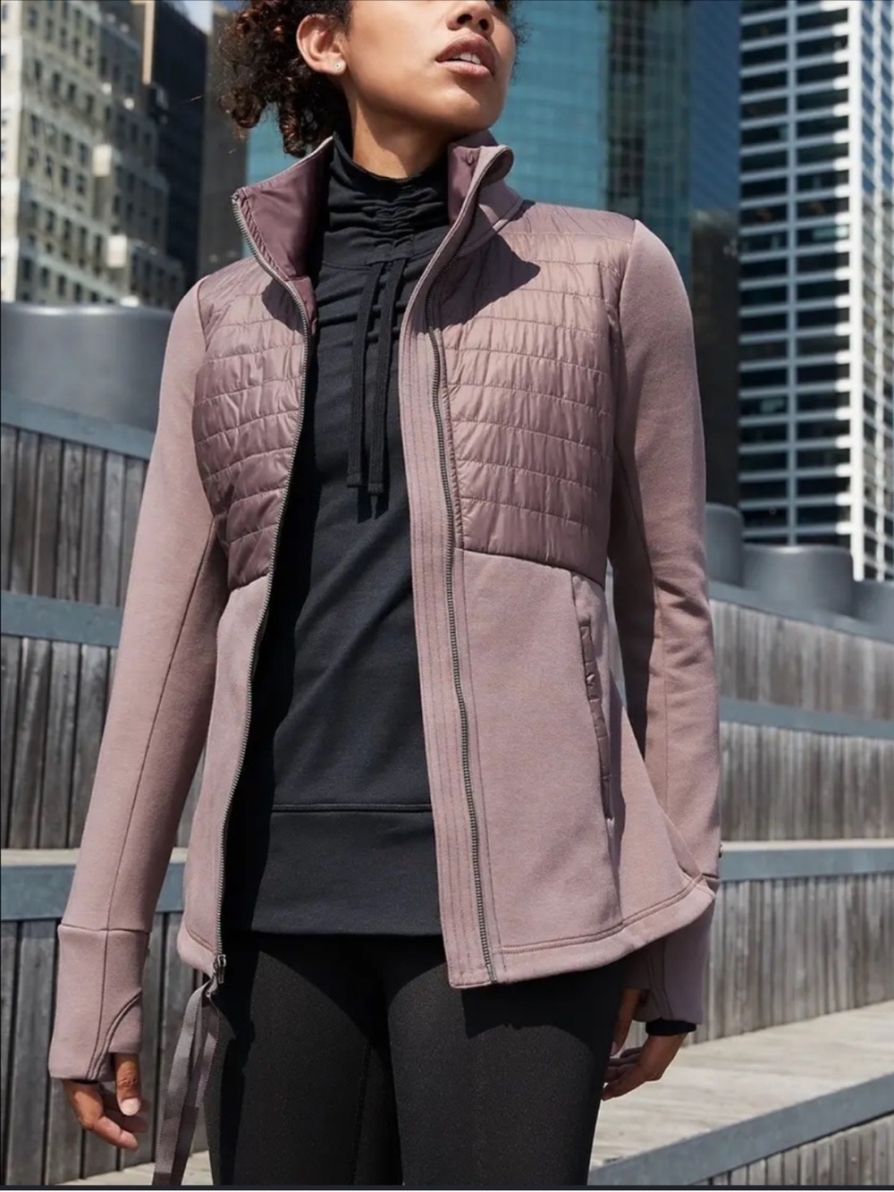 CALIA by Carrie Underwood Mauve Quilted Hybrid Jacket. Womens size S. Soft